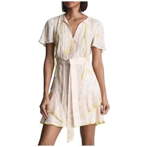Reiss Carlotta Short Sleeve Flippy Minidress In Blush US 6
